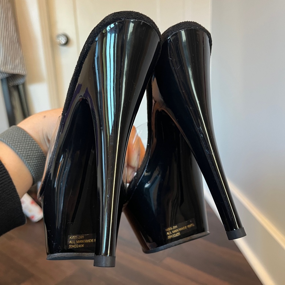 Pleaser Black and Clear Platform Shoes - Picture 3 of 4